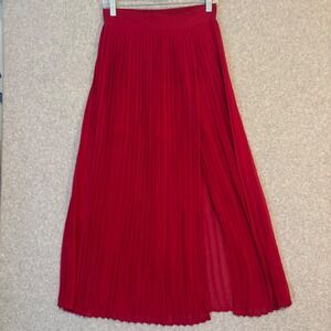 Y2K Living Doll Crimson‎ Red Small Maxi Skirt Pleated Slit Mini Romantic Goth
